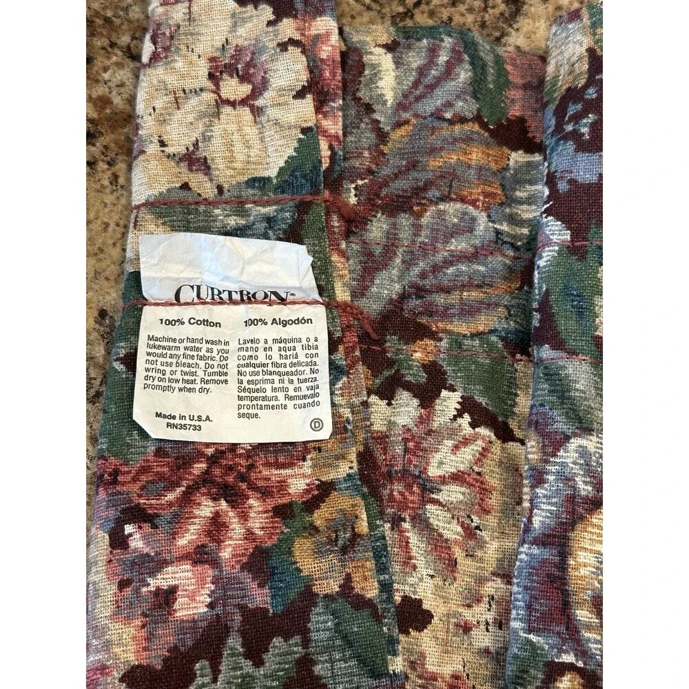 Vintage 3  Curtron 80” x 14”  Valance Floral Tapestry CottageCore Grannycore